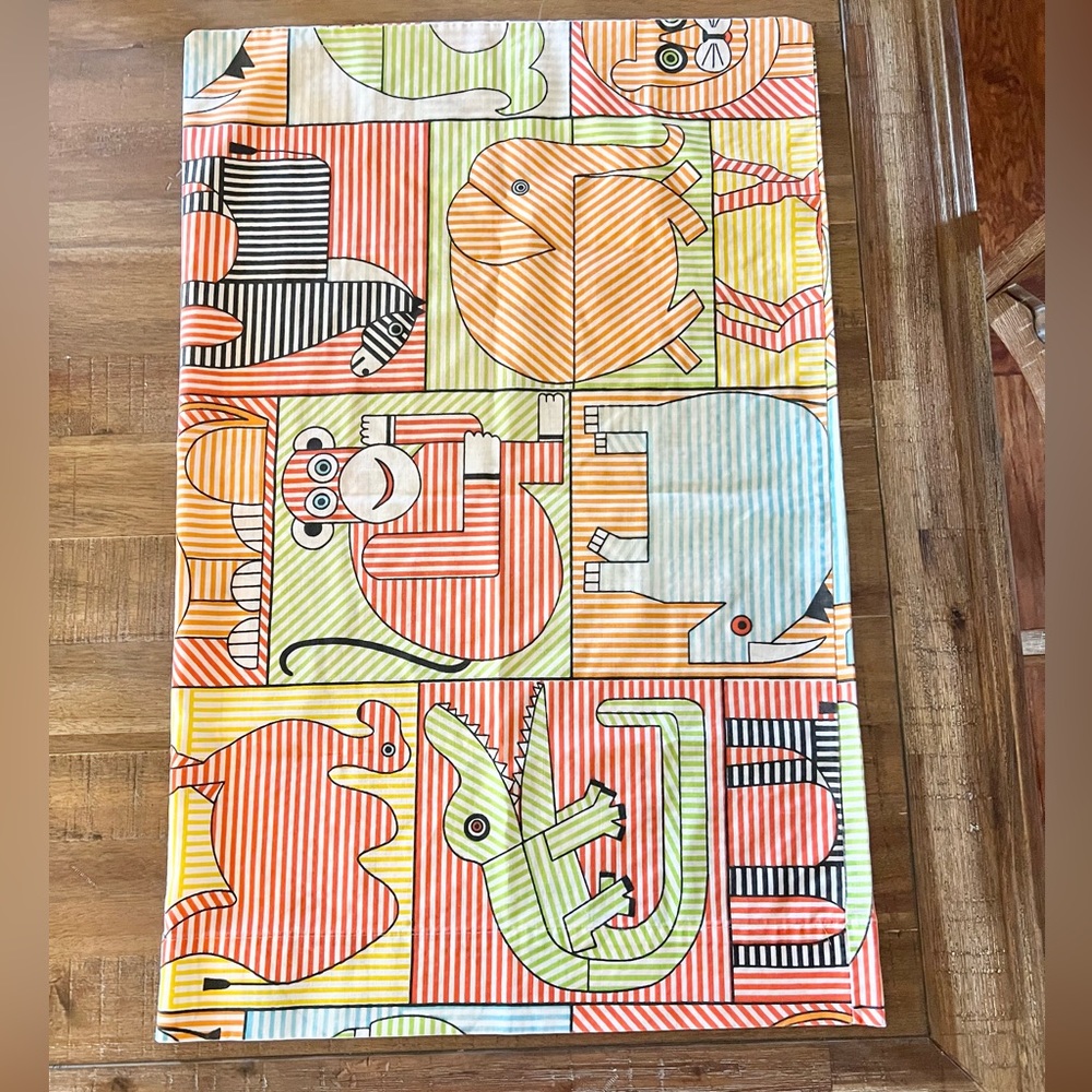 Vtg 70s Springmaid Marvelaire Animal Talk Pillowcase Retro Striped Zoo Nursery